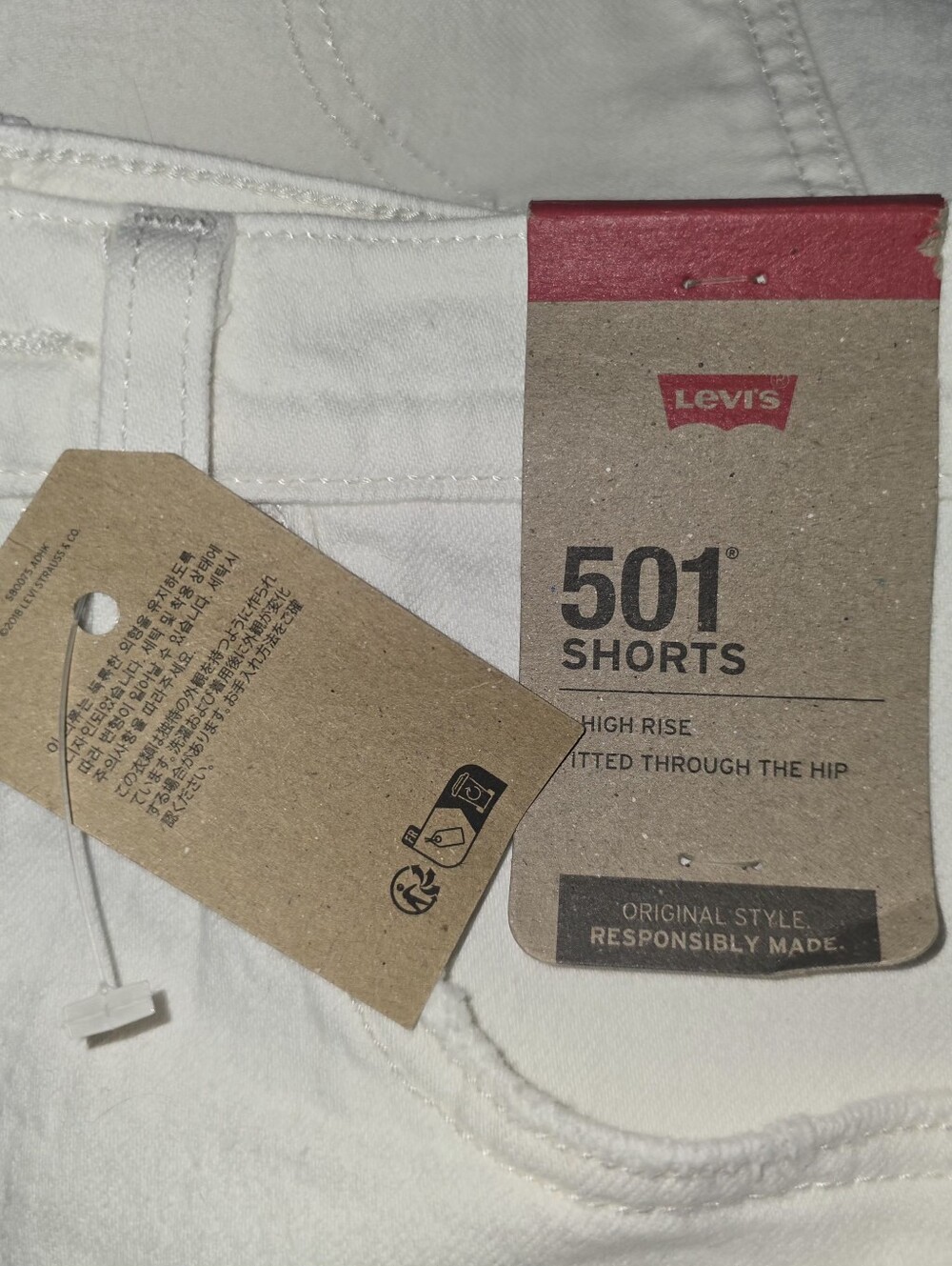 Levi's 501 High Rise White Denim Cutoff Shorts with Raw Hem Size 26 - Picture 7 of 8